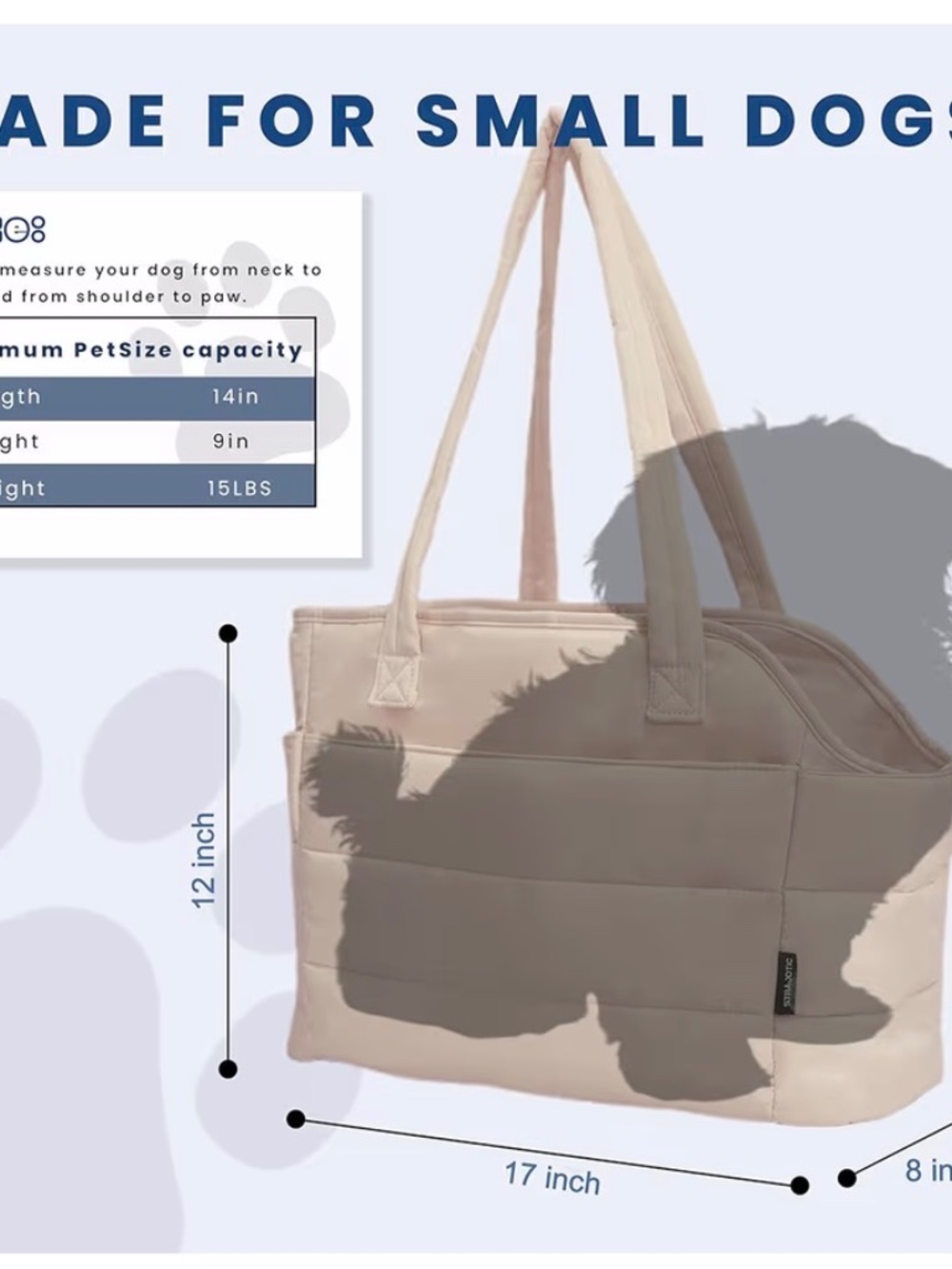 Small Dog Carrier Purse Puffy Pet Tote w/ Safety Clip & Firm Base NEW - Picture 6 of 6
